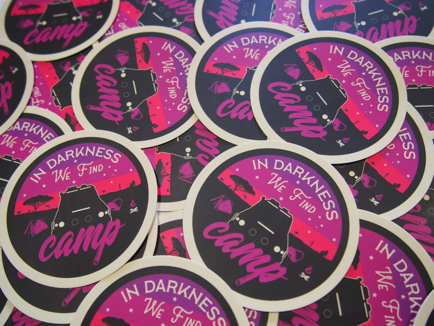 In Darkness We Find Camp, Coaster Sticker