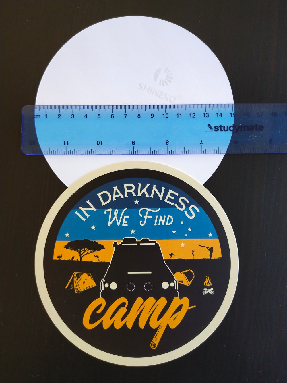 Large, In Darkness We Find Camp, Coaster Sticker