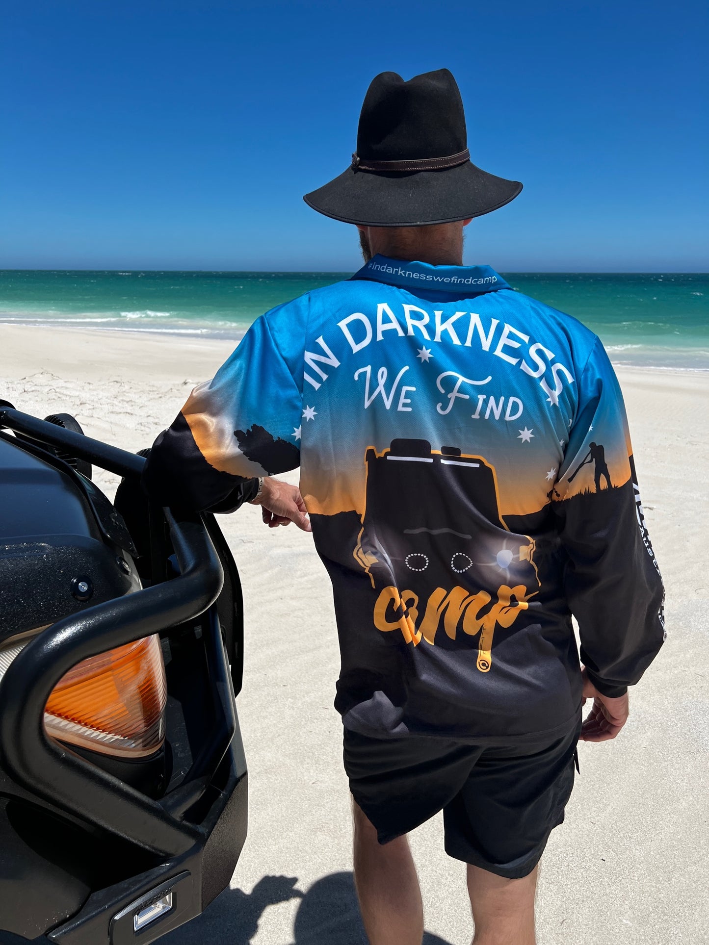 In Darkness We Find Camp long sleeve sublimated fishing shirt!